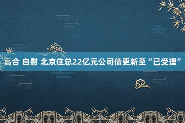 高合 自慰 北京住总22亿元公司债更新至“已受理”