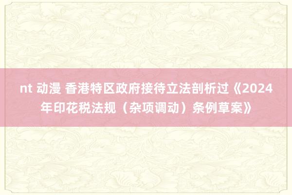 nt 动漫 香港特区政府接待立法剖析过《2024年印花税法规（杂项调动）条例草案》