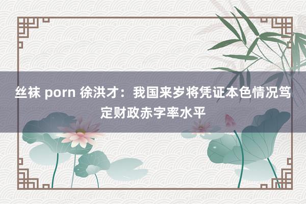 丝袜 porn 徐洪才:我国来岁将凭证本色情况笃定财政赤字率水平
