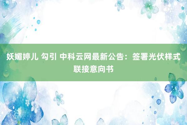 妖媚婷儿 勾引 中科云网最新公告：签署光伏样式联接意向书
