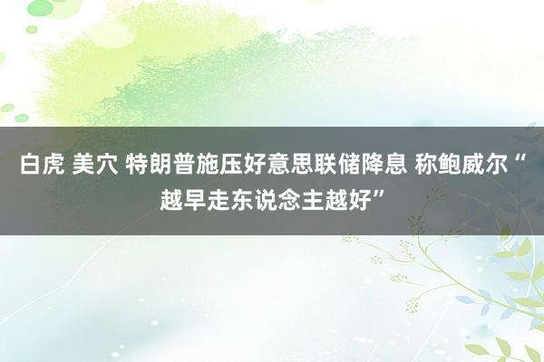 白虎 美穴 特朗普施压好意思联储降息 称鲍威尔“越早走东说念主越好”