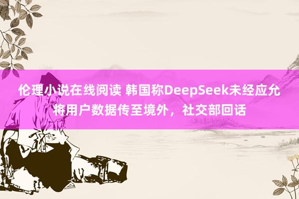 伦理小说在线阅读 韩国称DeepSeek未经应允将用户数据传至境外，社交部回话