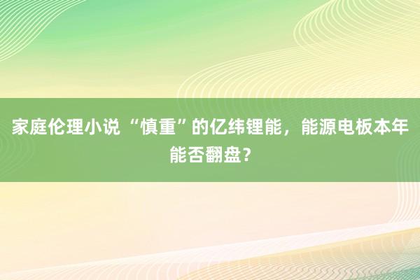 家庭伦理小说 “慎重”的亿纬锂能，能源电板本年能否翻盘？